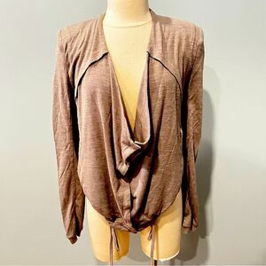 My Beloved Taupe Draped Front Long Sleeve Cardigan Size Medium